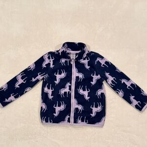 2T toddler lavender and Navy Unicorn Print Fleece zip up Jacket